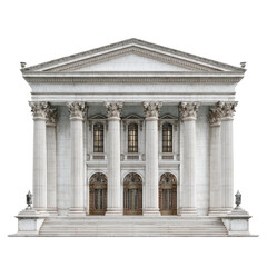 Obraz premium Grand Neoclassical City Hall Building with Columns and Pediment Isolated on Black