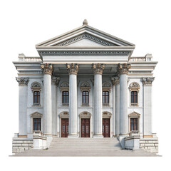 Photorealistic Neoclassical City Hall Building with Columns on Black Background