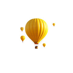 Fototapeta premium 3D illustration of a yellow floating balloon on a white background