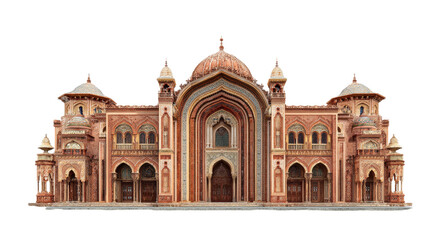 Fototapeta premium Photorealistic Moorish Inspired Brick Palace with Ornate Domes and Arches