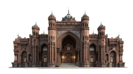 Photorealistic Moorish Inspired Brick Palace with Grand Arch and Turrets