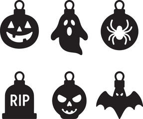 Halloween ring icons silhouette Vector Collection