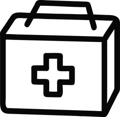 Medical Emergency Kit Vector Line Art on White Background

