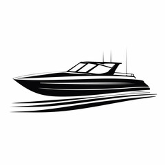 driving speed boat silhouette collection
