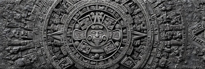 Naklejka premium Monochrome HUD with carved tech symbols and ancient code overlays