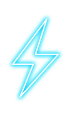 Blue lightning bolt outline icon on transparent background.