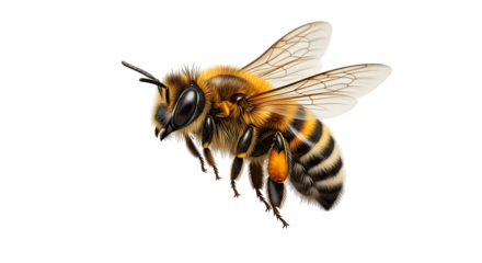 Detailed honeybee illustration showcasing its delicate wings and fuzzy texture