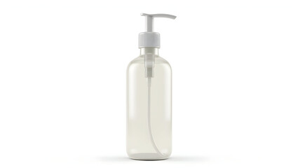 Ecology A refillable glass pump bottle for liquid soap, isolated on a white background, suitable for zero waste bathroom, sustainable product branding (1)