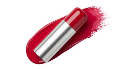 Crimson allure: A vivid lipstick presentation on a sleek dark backdrop expanse