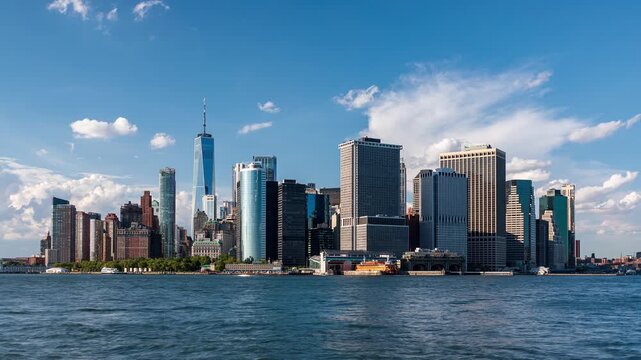 View from Governors Island Overlooking Manhattan Skyline Timelapse