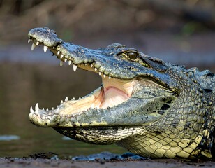 Obraz premium Croc's open jaw, close-up