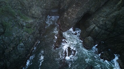 Rugged Coastal Rocks and Ocean Waves