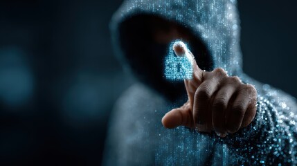 Hands typing on keyboard with glowing digital padlock overlay for secure online transaction and data protection and internet safety