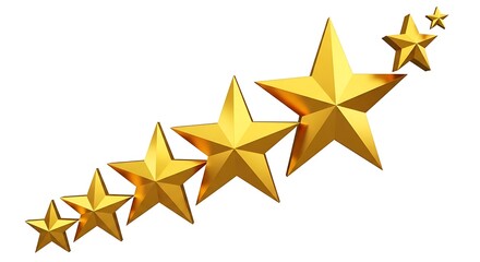 Shining golden stars in an ascending progression, representing top-tier quality, success, and outstanding performance, ideal for premium service ratings and celebratory achievements