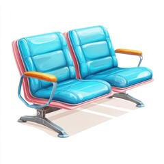 Obraz premium A colorful cartoonstyle icon showing an empty waiting room with a single object against a plain white backdrop.