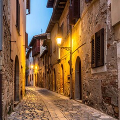 Charming European alleyway at dusk