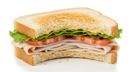 Half-Eaten Sandwich isolated on white background