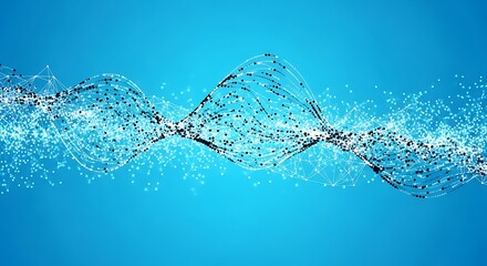 Abstract Digital Wave Dynamic Interconnectedness of Data Points Representing Advanced Technology, Communication, and Network Flow in a Modern Context