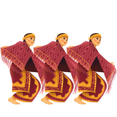 illustration of traditional dance from the Nias tribe