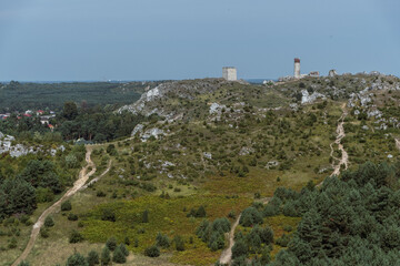 Ruins of Olsztyn Castle on the Trail of the Eagles' Nests in the Kraków-Częstochowa Upland.