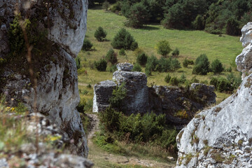Ruins of Olsztyn Castle on the Trail of the Eagles' Nests in the Kraków-Częstochowa Upland.
