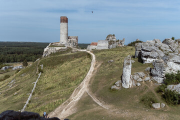 Ruins of Olsztyn Castle on the Trail of the Eagles' Nests in the Kraków-Częstochowa Upland.
