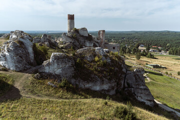 Ruins of Olsztyn Castle on the Trail of the Eagles' Nests in the Kraków-Częstochowa Upland.