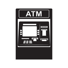 ATM Machine Icon, Cash Withdrawal and Banking Vector Symbol
