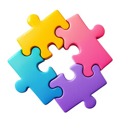 Obraz premium Four colorful puzzle pieces interlocking in a circle