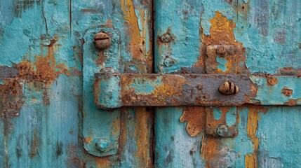 rusty hinge teal paint peeling door