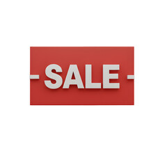 Fototapeta premium Isolated Sale Sign On Red Rectangle With White Text On Transparent Background 3D Illustration
