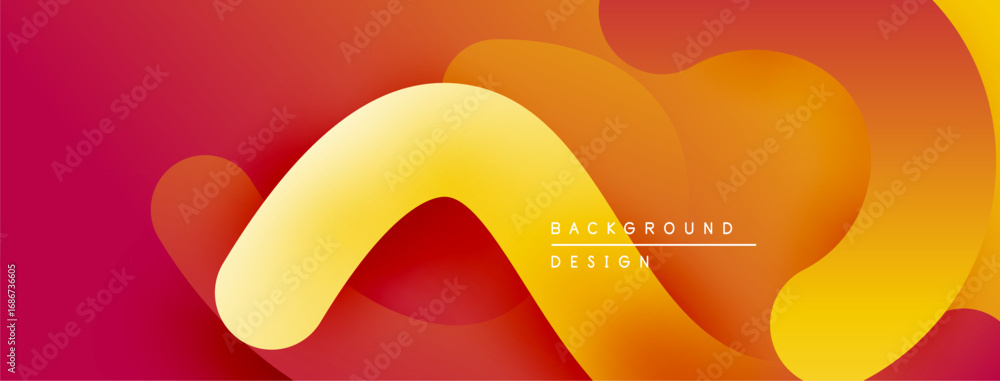 Poster abstract fluid shapes, warm color palette. gradient transitions create dynamic visual effect. modern