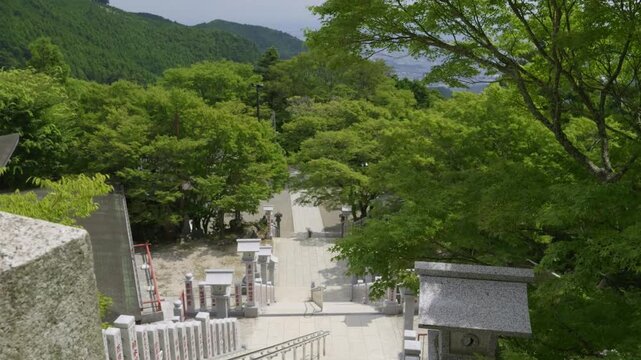 Famous Mt. Oyama in Kanagawa, stone stairs approach