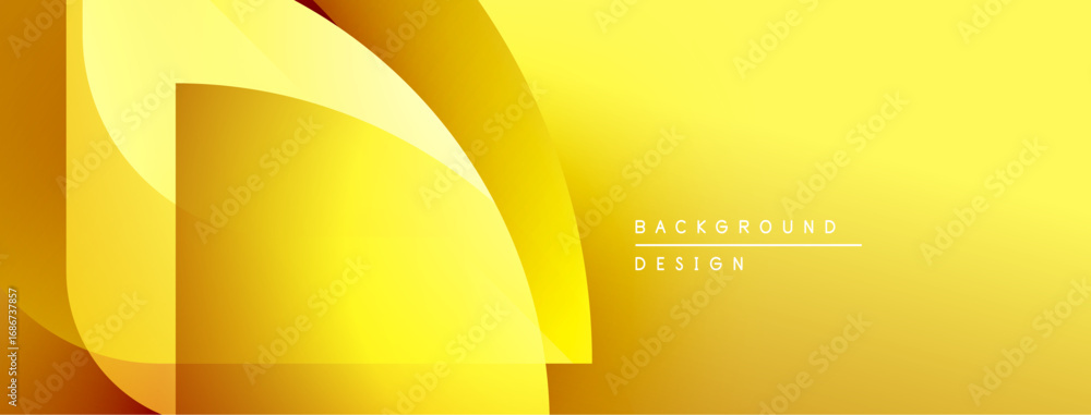 Poster Bright yellow abstract design. Overlapping shapes create dynamic visual effect. Modern, gradient background suitable for presentations.