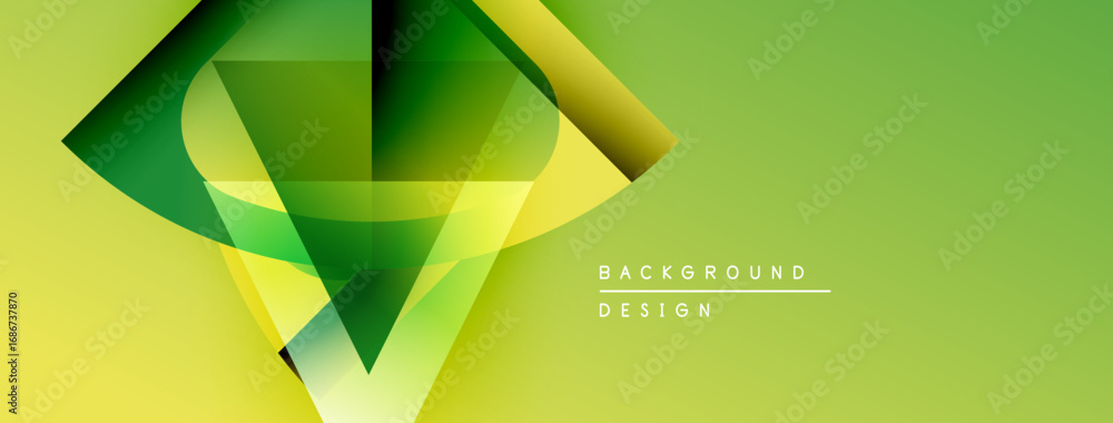 Aufkleber abstract geometric shapes, vibrant green hues, modern design. background features layered forms, cre