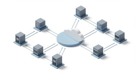 Cloud Computing Network Architecture with Multiple Servers and Connections