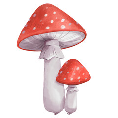 Amanita muscaria mushroom watercolor clipart
