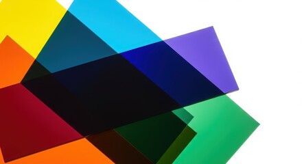 Colorful Geometric Shapes Overlapping with Light Reflection and Brightness