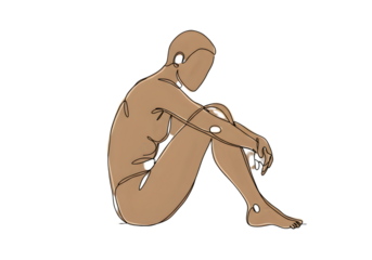 Isolated Silhouette Of A Person Sitting In A Contemplative Pose