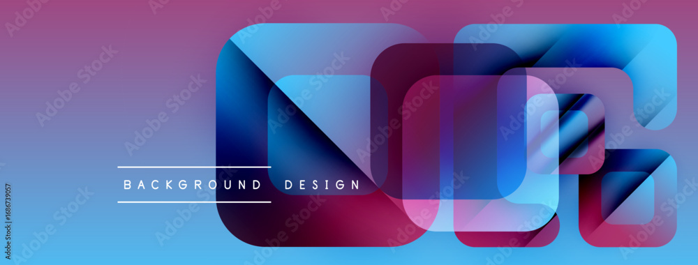 Poster abstract geometric shapes, vibrant colors blend. gradient background creates modern visual effect. t