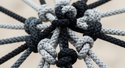 Intricate web of interconnected knots creating a powerful visual metaphor for unity, collaboration, and the strength found in diverse connections