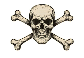Isolated Skull And Crossbones Illustration On Transparent Background