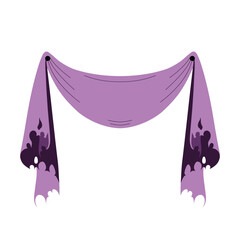 Wide old Halloween banner with ragged edges and ripped holes. Perfect for haunted house decor, spooky parties, posters and eerie festive designs. Creepy textile spooky vector illustration.