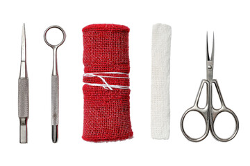 Medical kit with tools and bandages