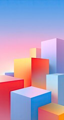 Obraz premium Colorful Gradient Cube Composition - Modern Geometric Design.