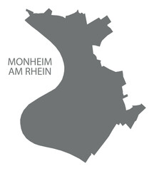 Monheim am Rhein city map grey illustration silhouette