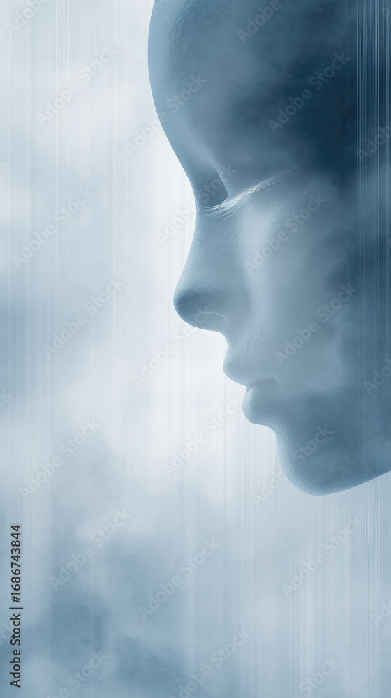 Aufkleber partial face fading blank light surreal calm abstract profile human ethereal partial face profile fa