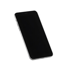 Isolated Smartphone Mockup With Blank Black Screen And Metallic Frame
