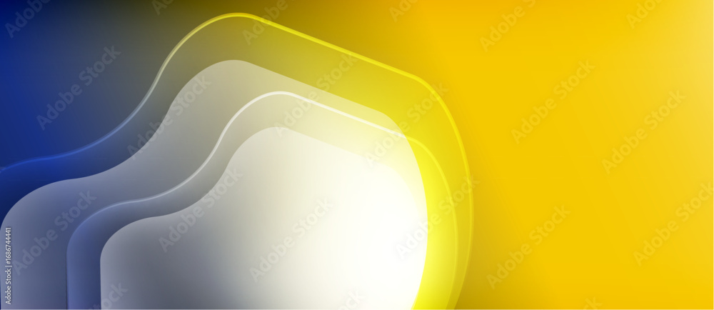 Poster abstract layers, blue to yellow gradient. smooth curves create dynamic visual flow. minimalist desig