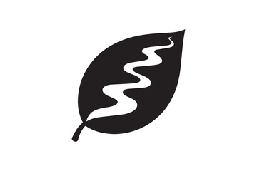 Leaf with River Path Icon Nature Flow Logo Silhouette